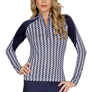 New Tail Activewear Wyatt Long Sleeve Golf Top - Cable Geo MSP$100