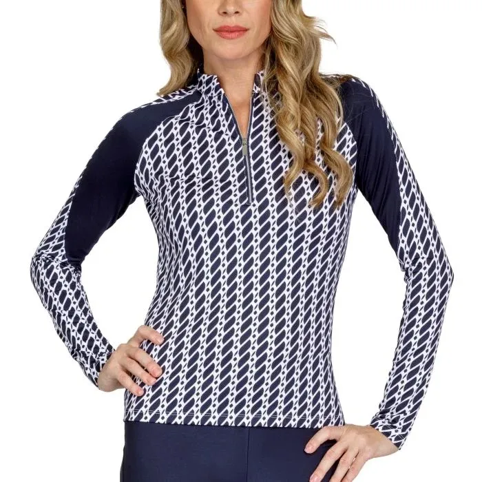 New Tail Activewear Wyatt Long Sleeve Golf Top - Cable Geo MSP$100