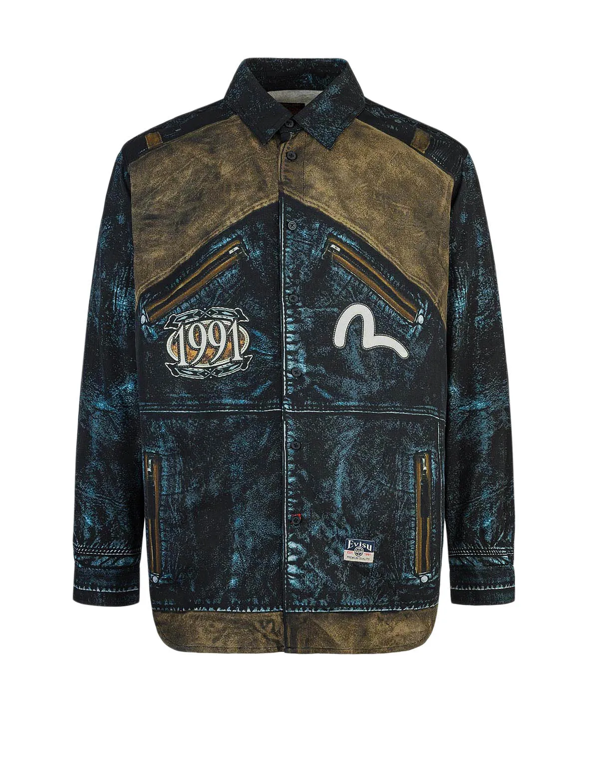 Replicate Biker Print Relax Fit Long-Sleeve Shirt