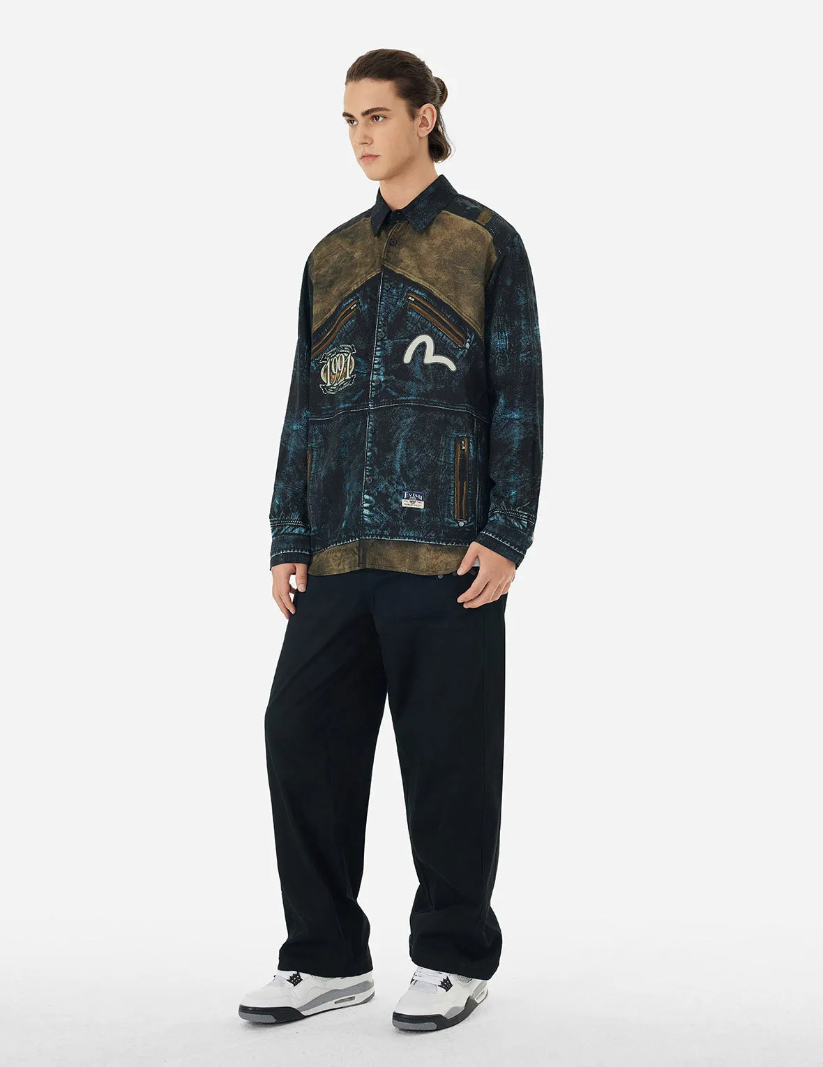 Replicate Biker Print Relax Fit Long-Sleeve Shirt
