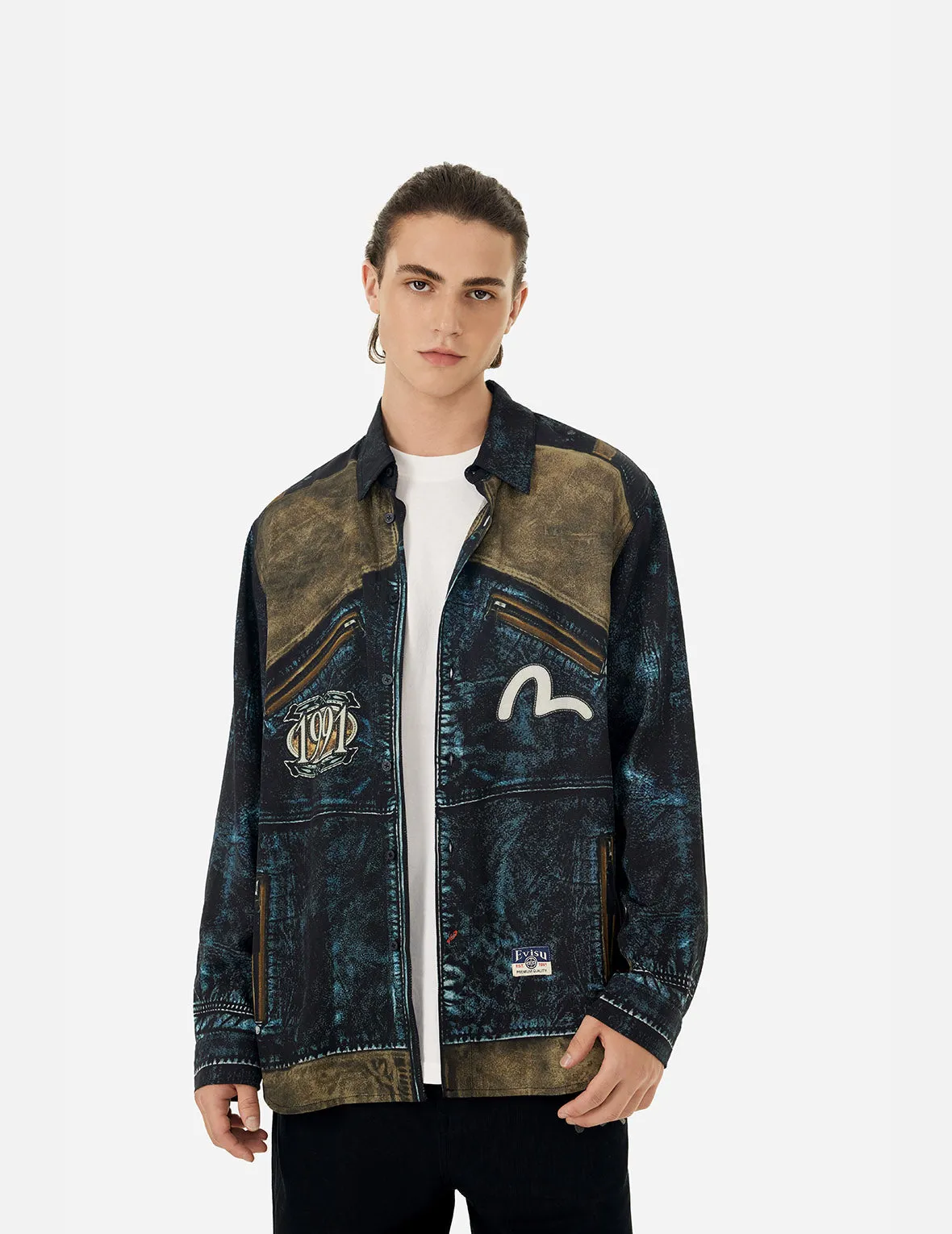 Replicate Biker Print Relax Fit Long-Sleeve Shirt